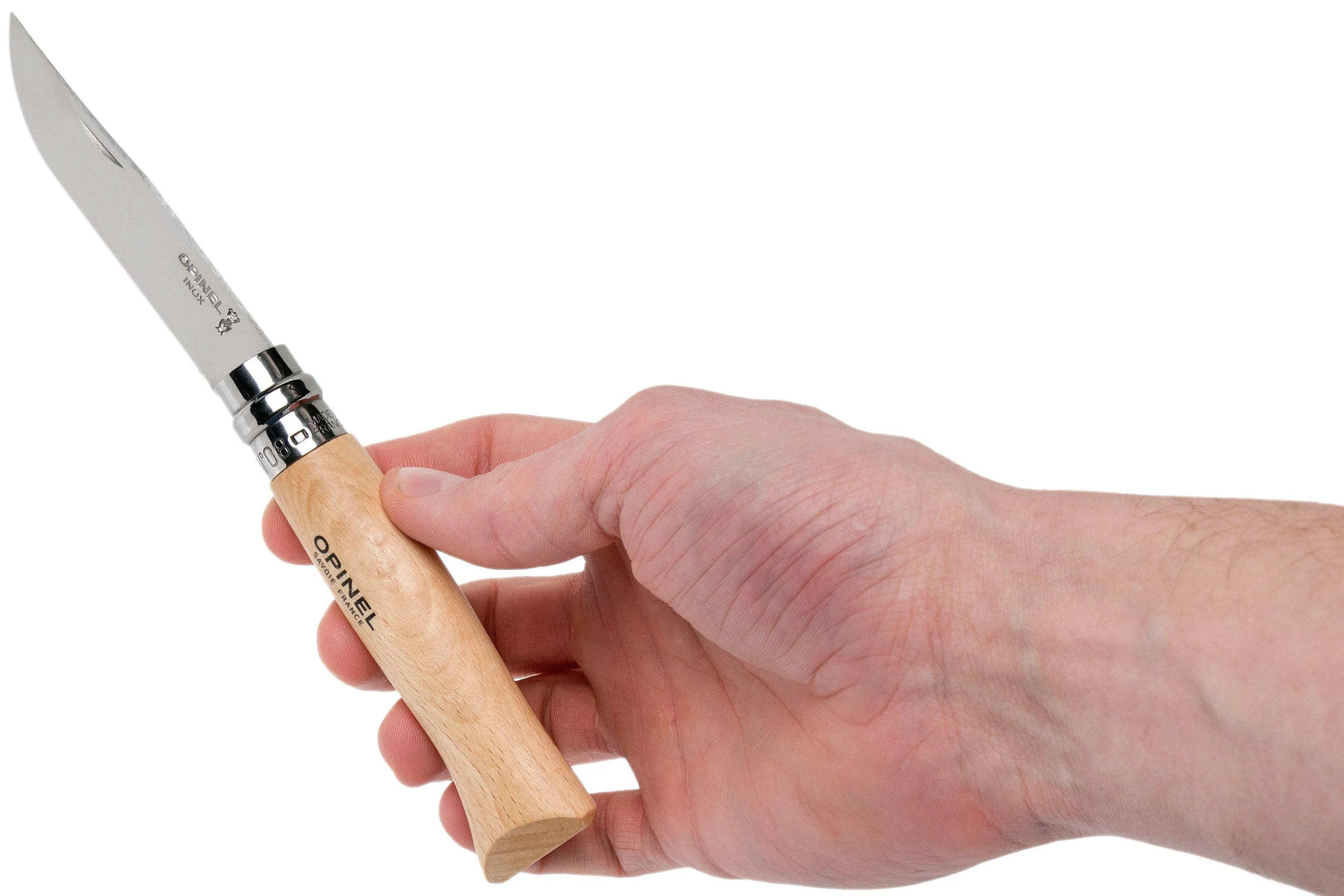 Opinel Navaja No. 08RV, acero inoxidable, longitud de la cuchilla 8,5 cm