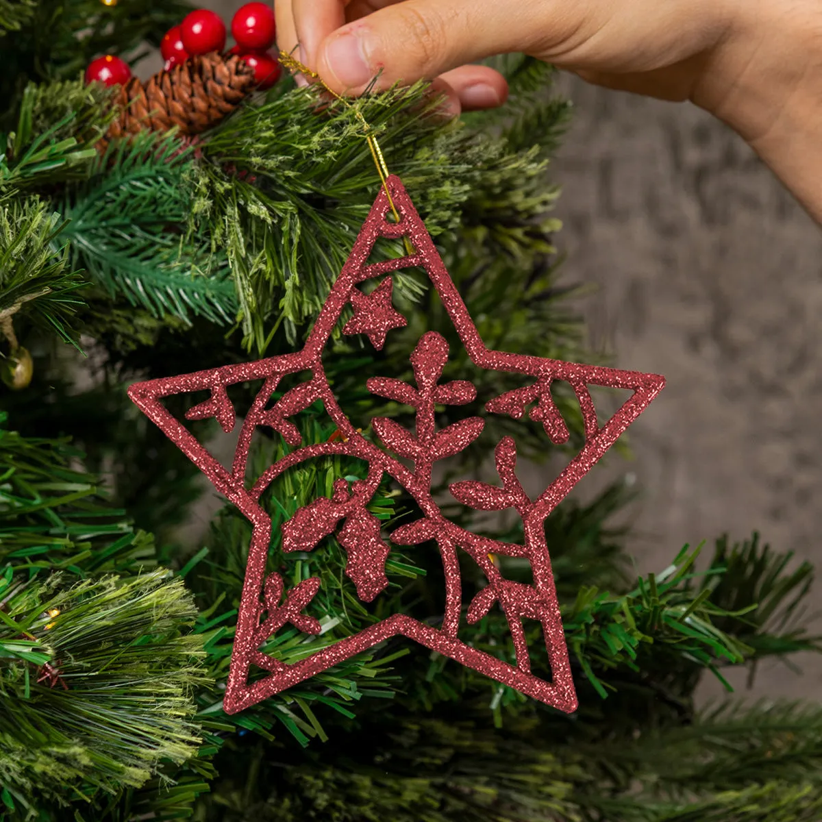 Ornamento en Forma de Estrella color Vino