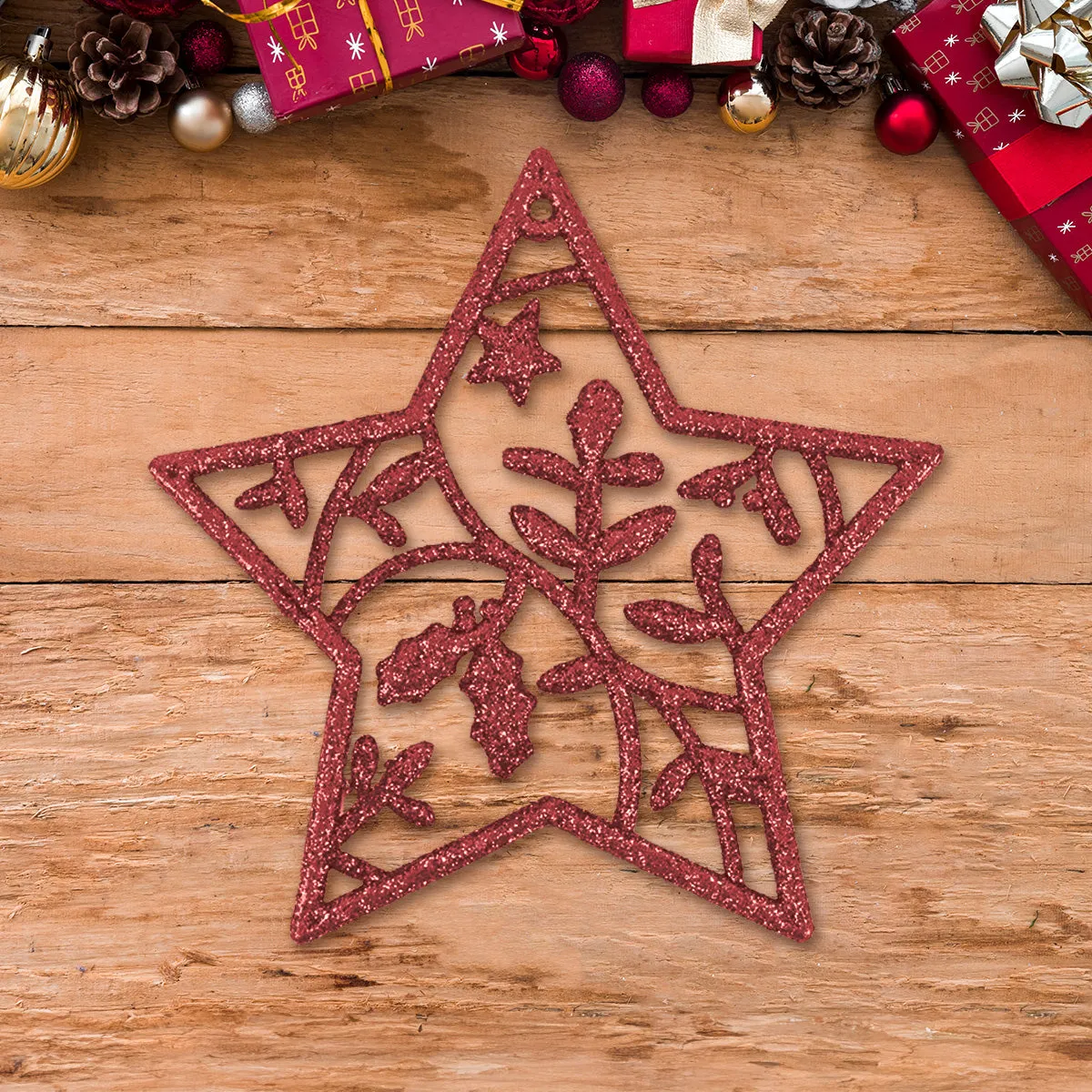 Ornamento en Forma de Estrella color Vino