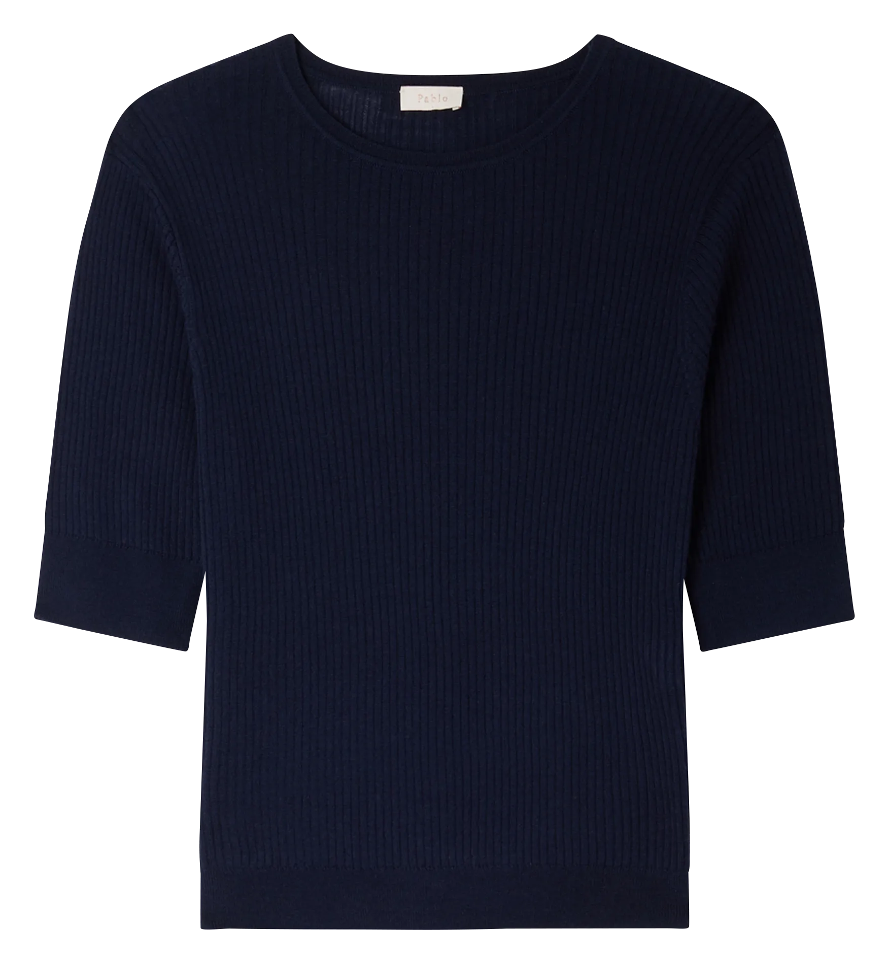 PABLO JULIA  JERSEY CORTO CON CUELLO DE LúREX EN AZUL