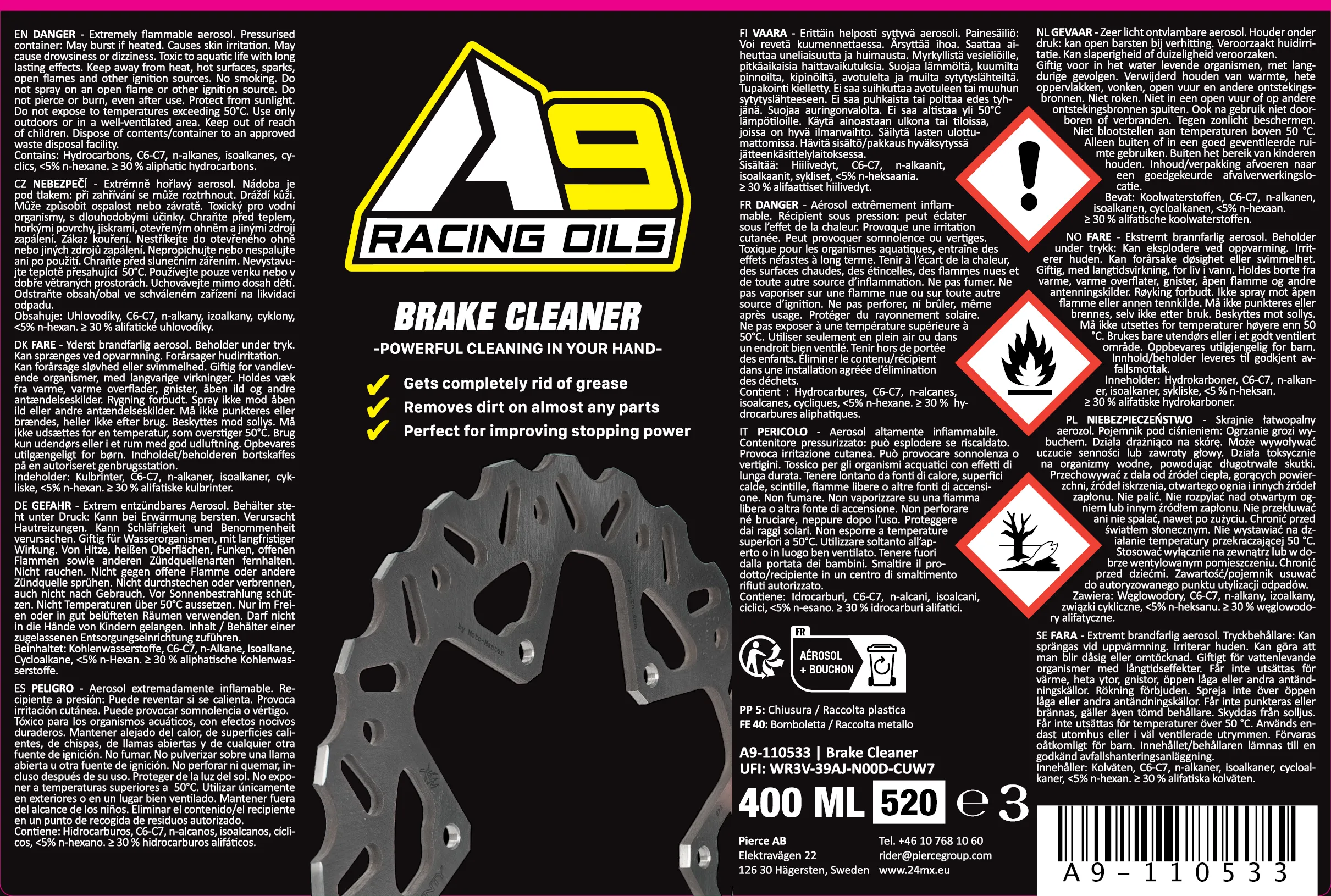 PACK2 LIMPIADOR DE FRENO A9 RACING