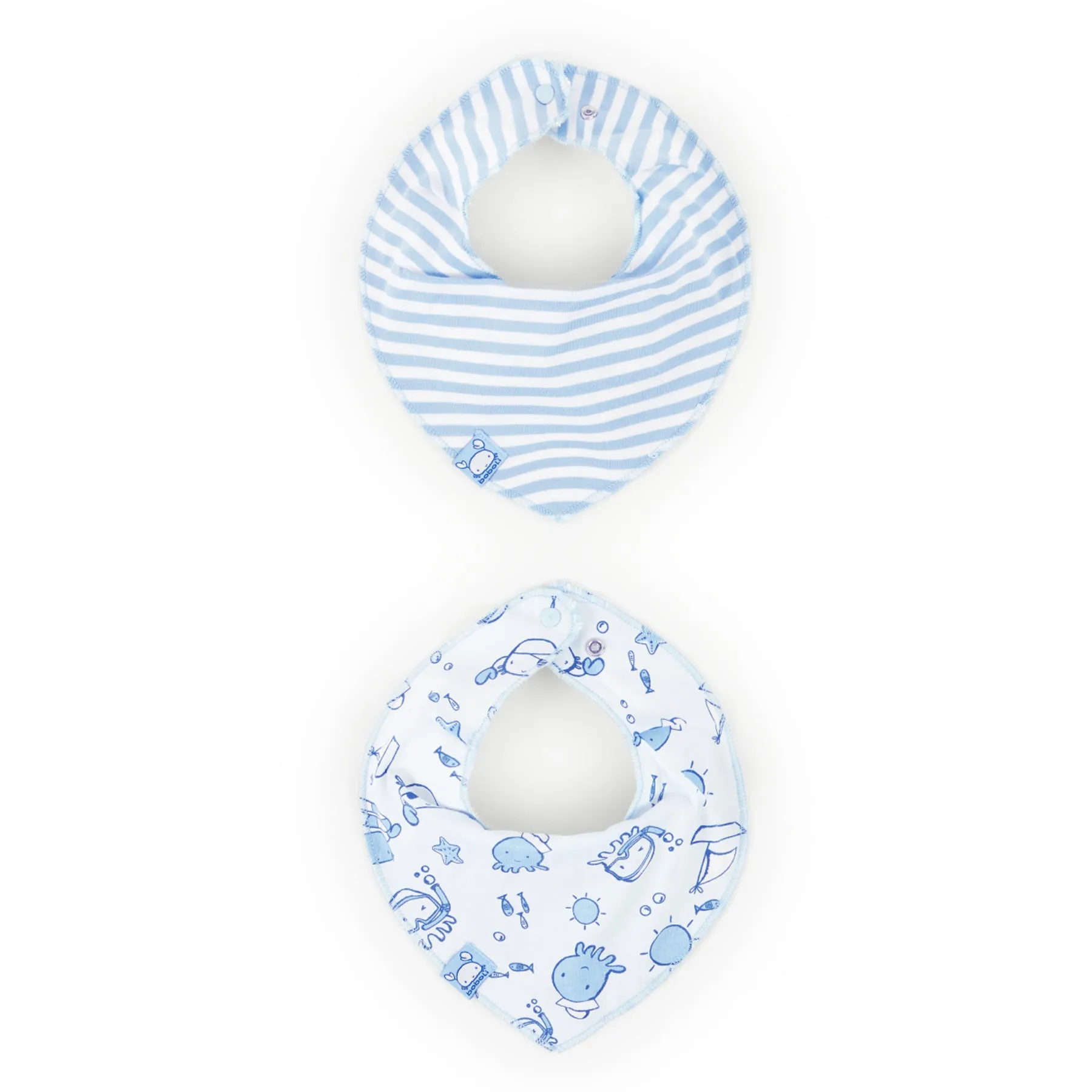 Pack 2 Pañuelos Babero Estampados para Bebé Niño Azul BOBOLI