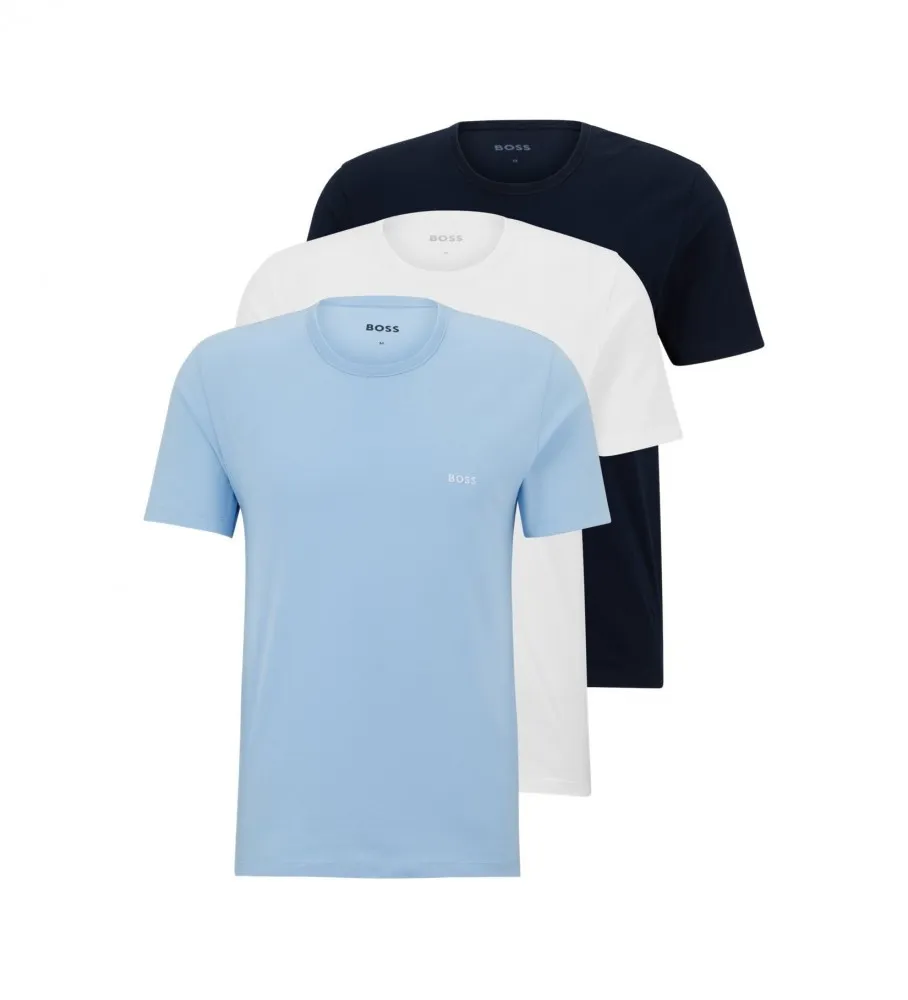 Pack 3 Camiseras Interiores Logo azul, blanco, marino