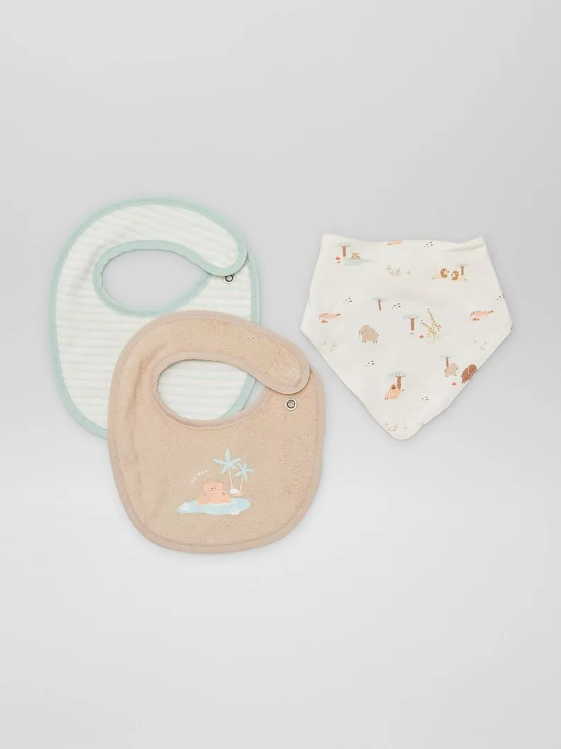 PACK DE 3 BABEROS  BEIGE