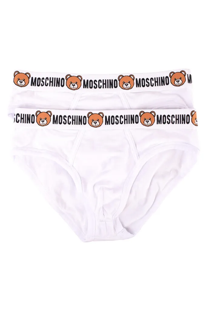 Pack de dos calzoncillos blancos con logo oso 