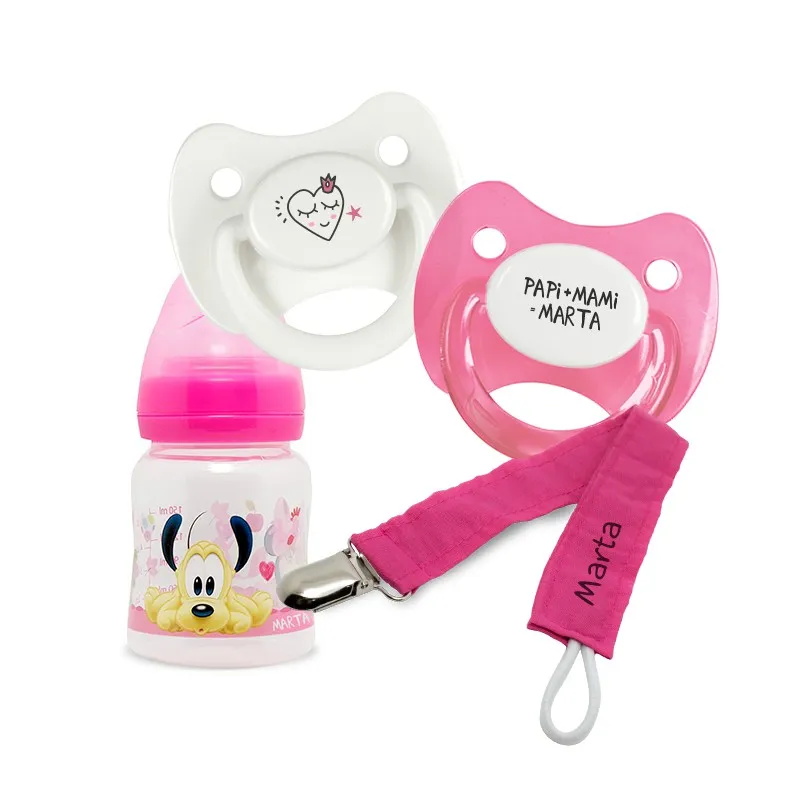 Pack Personalizado Biberón Disney, chupetes y pinza