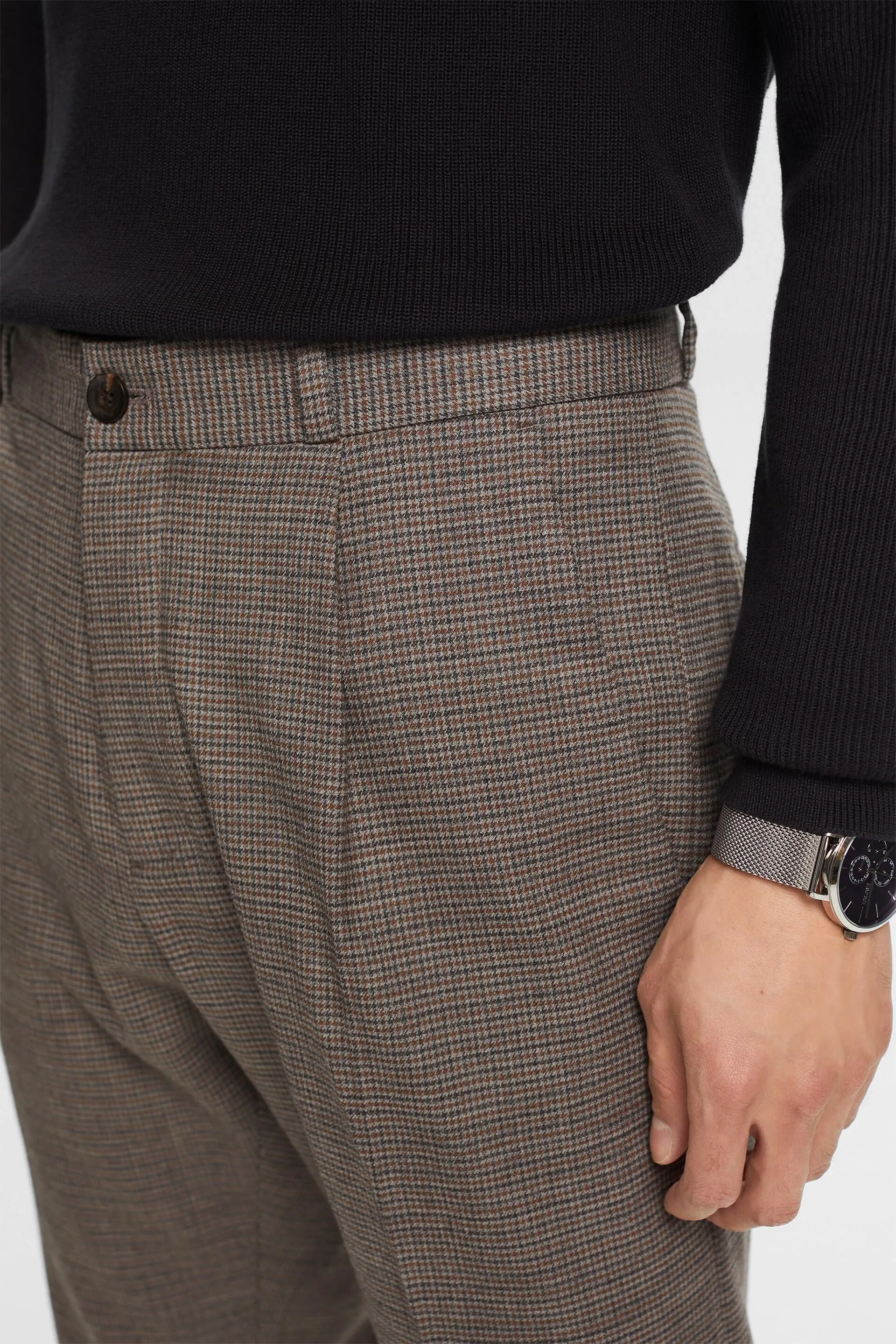 Pantalón de lana con diseño de pata de gallo