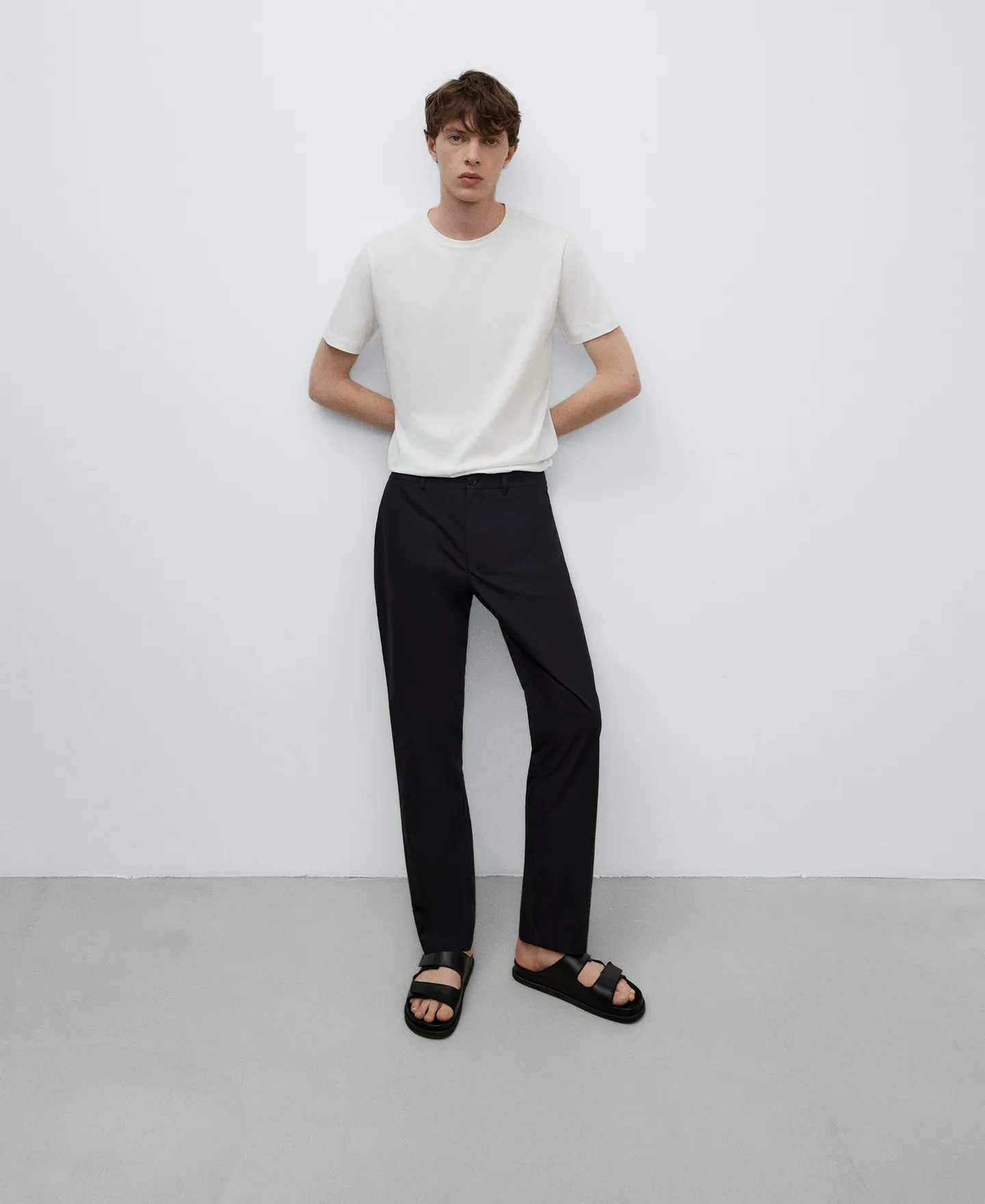 Pantalón en popelín de algodón hombre