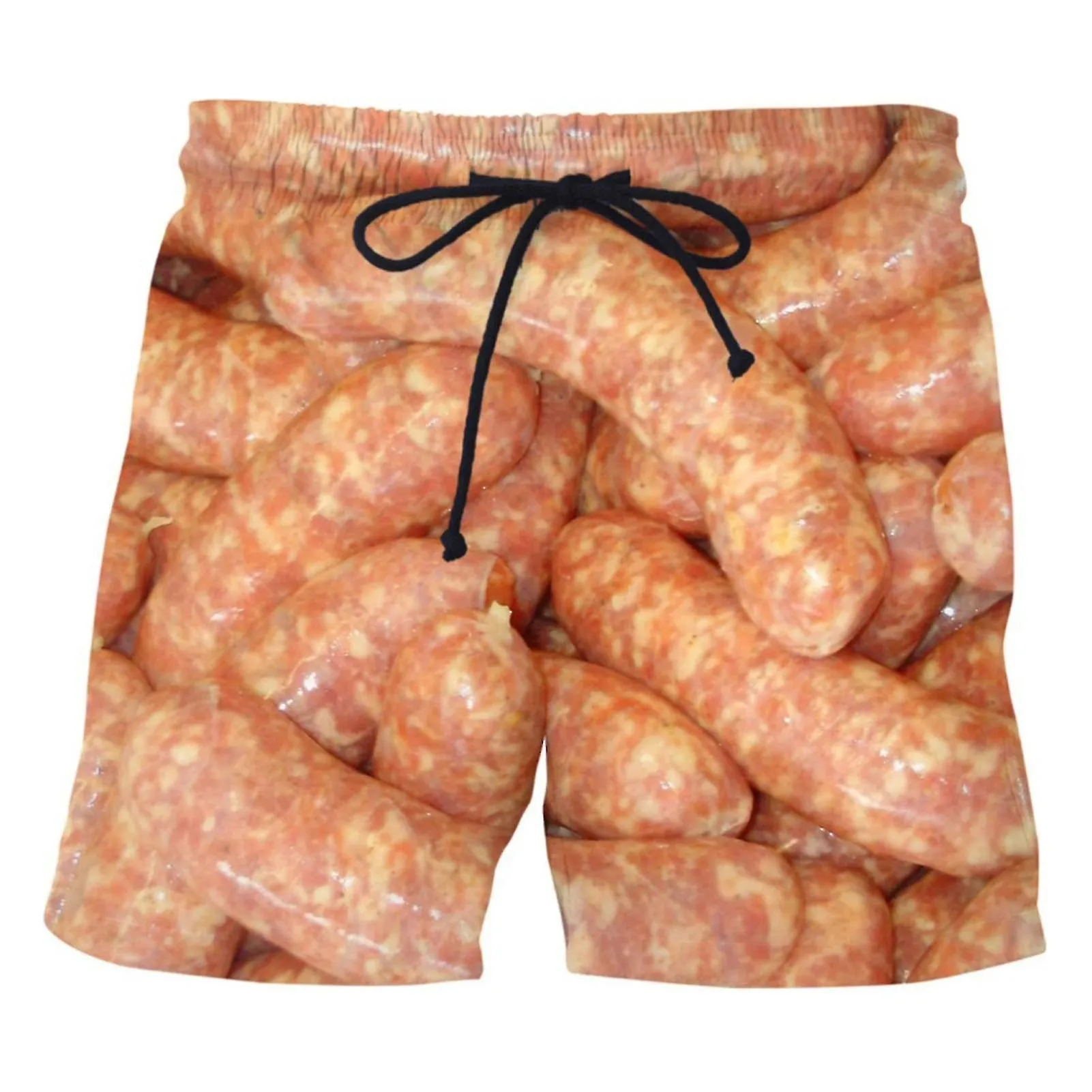 Pantalones cortos con cordón elástico en la cintura elástica con estampado de salchicha para hombre