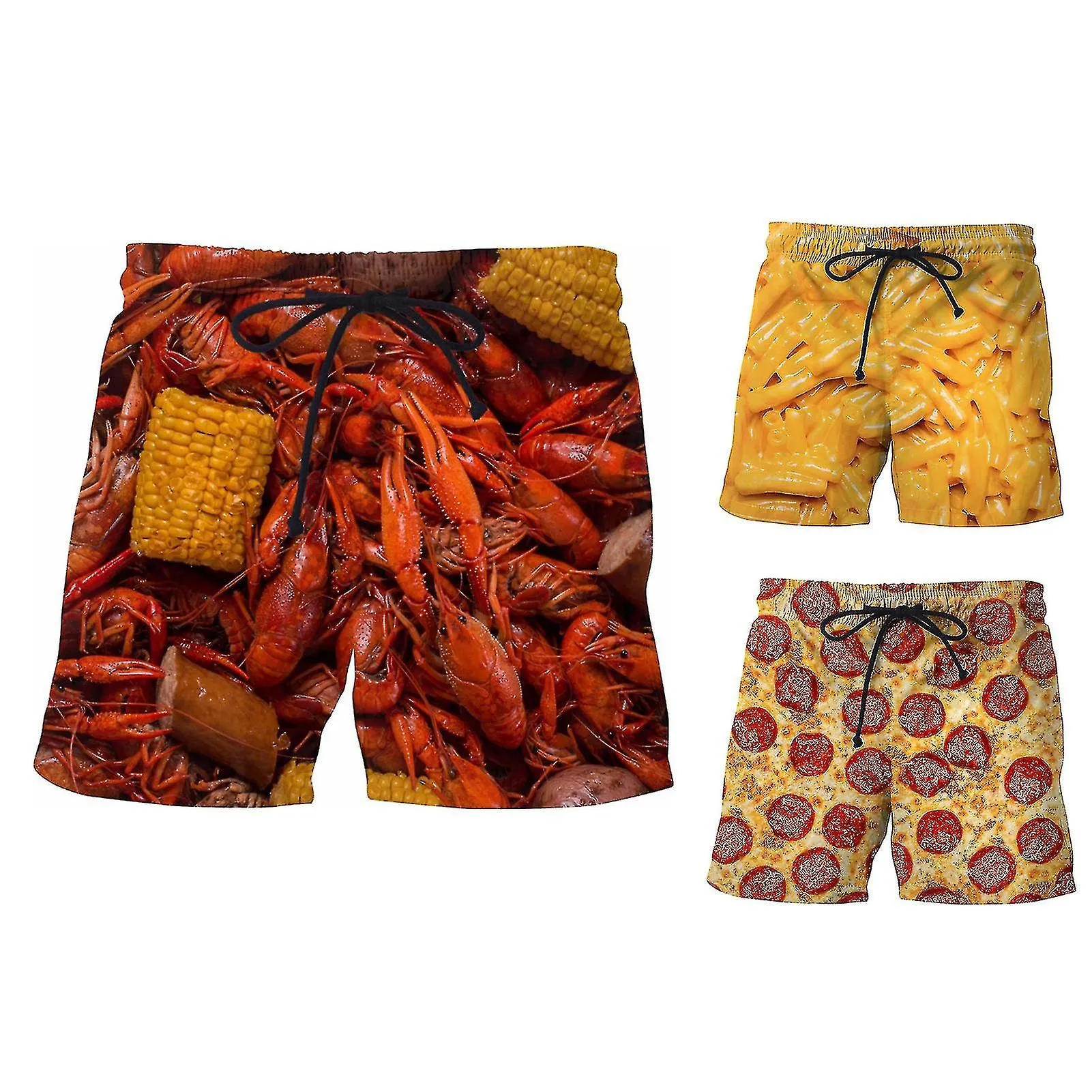 Pantalones cortos con cordón elástico en la cintura elástica con estampado de salchicha para hombre