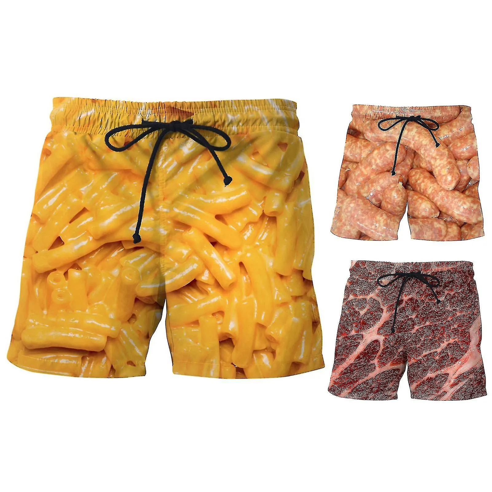 Pantalones cortos con cordón elástico en la cintura elástica con estampado de salchicha para hombre