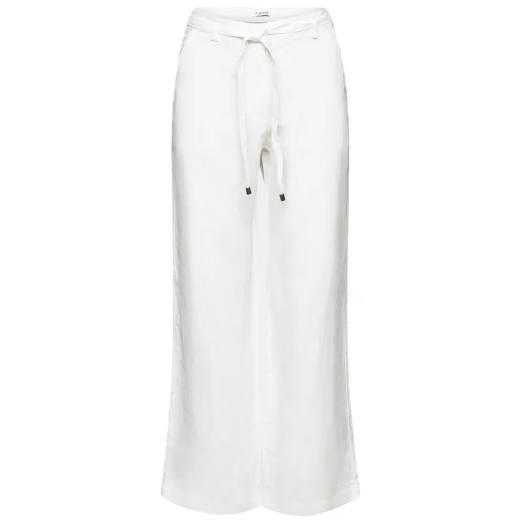 PANTALÓN WIDE LEG DE LINO CON CINTURÓN MUJER ESPRIT