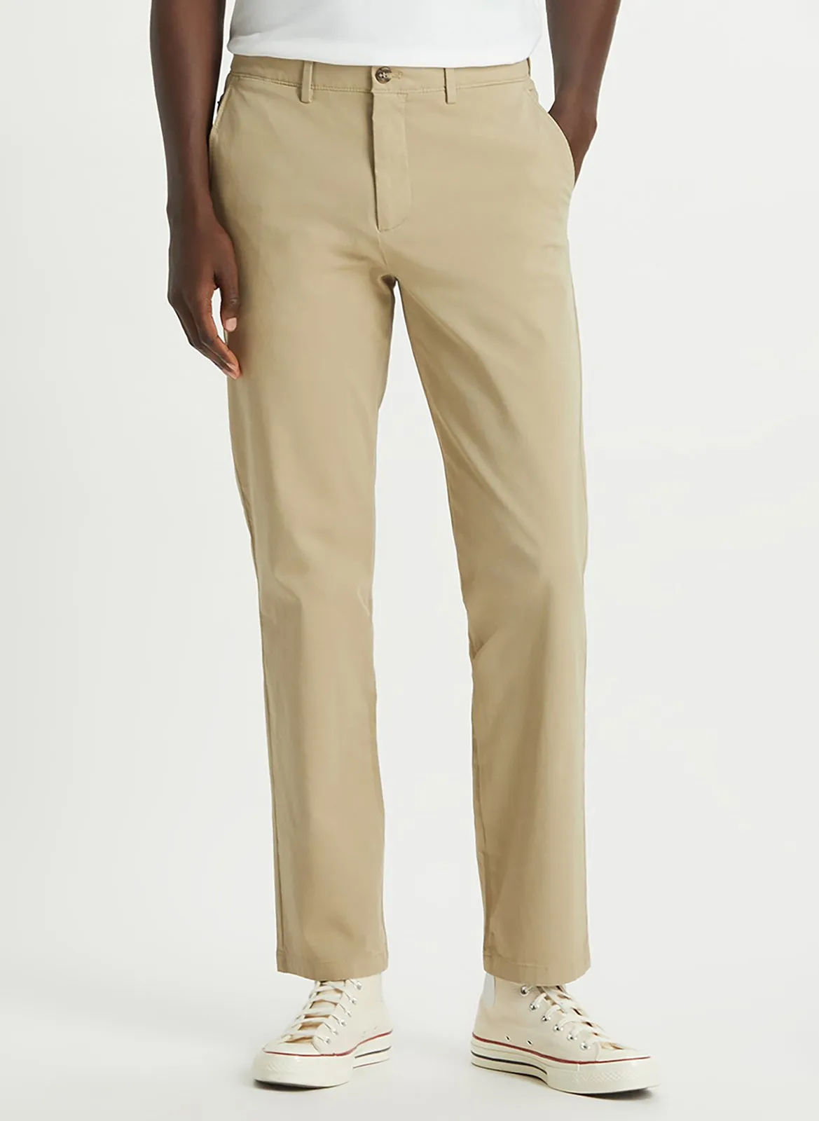 Pantalón chino de algodón elástico en caqui