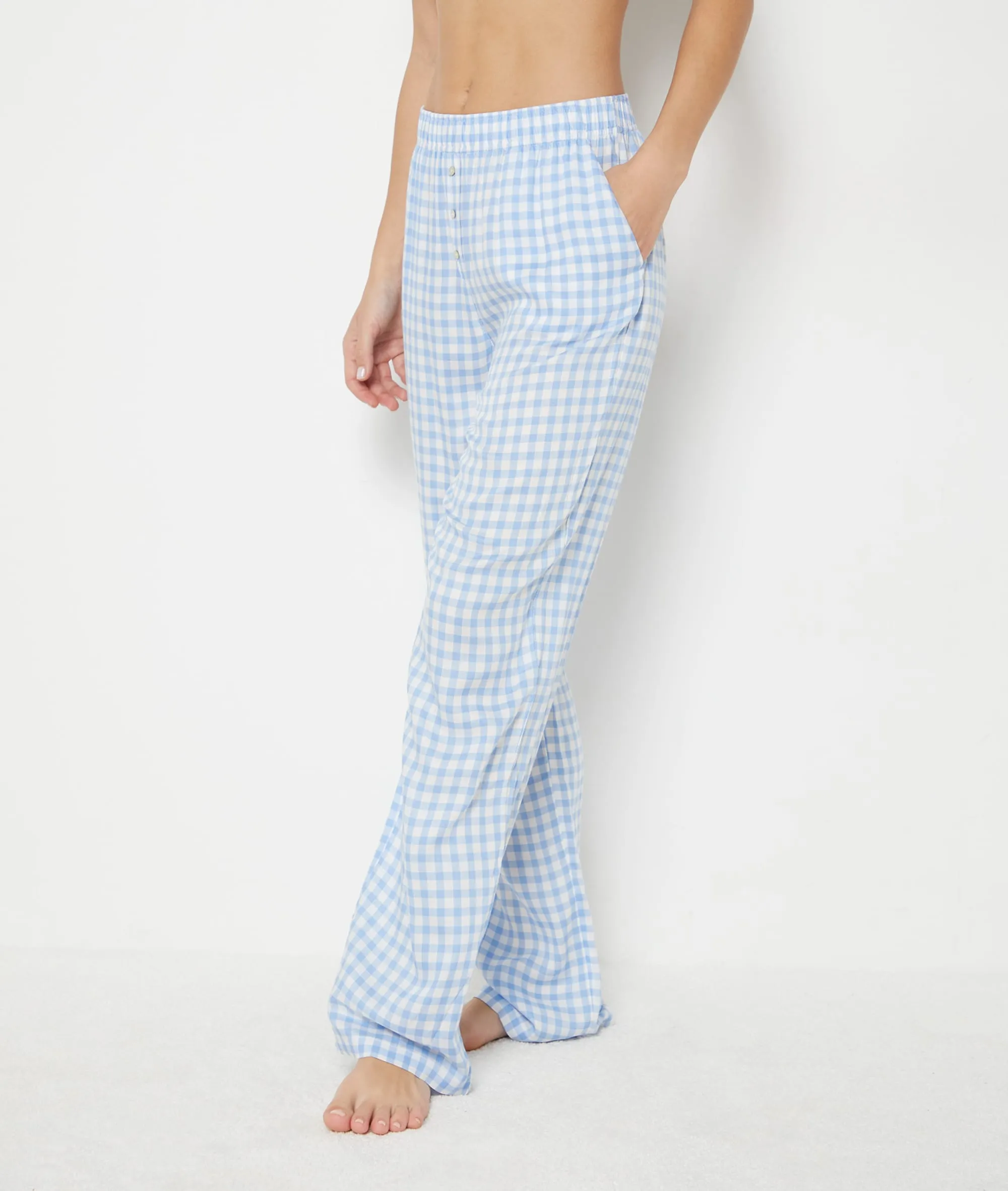 PANTALóN ESTAMPADO CUADROS CAISSY BLEU  ETAM