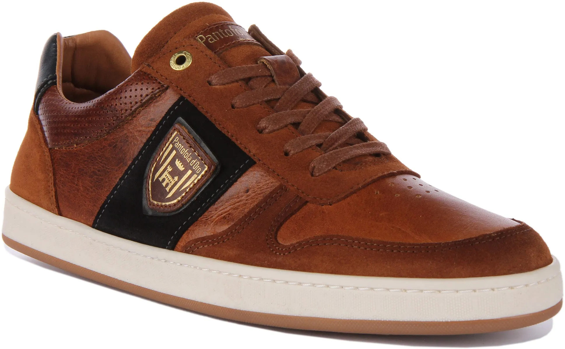 Pantofola D'Oro Palermo Uomo Low Zapatillas con cordones de ante y piel para hombre en blanco blanco