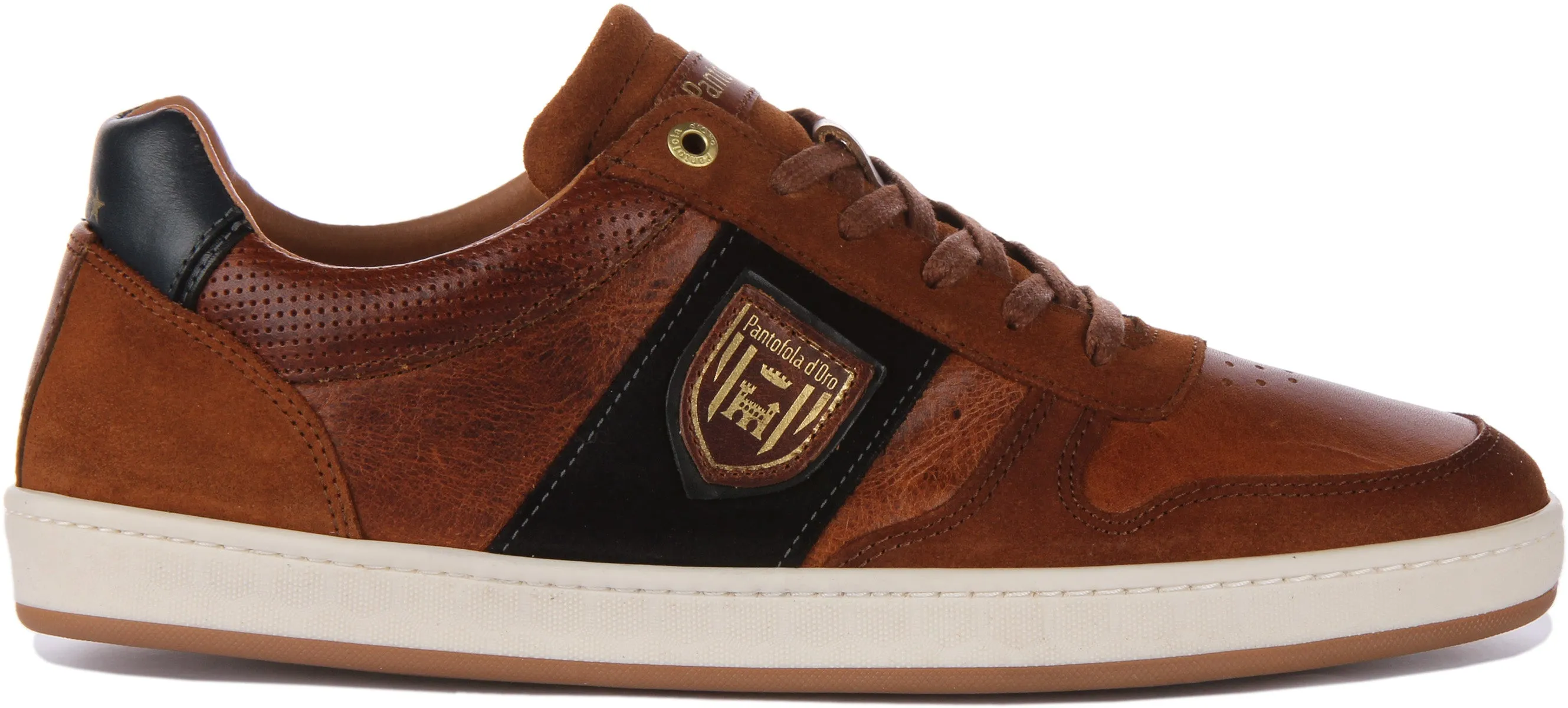 Pantofola D'Oro Palermo Uomo Low Zapatillas con cordones de ante y piel para hombre en blanco blanco