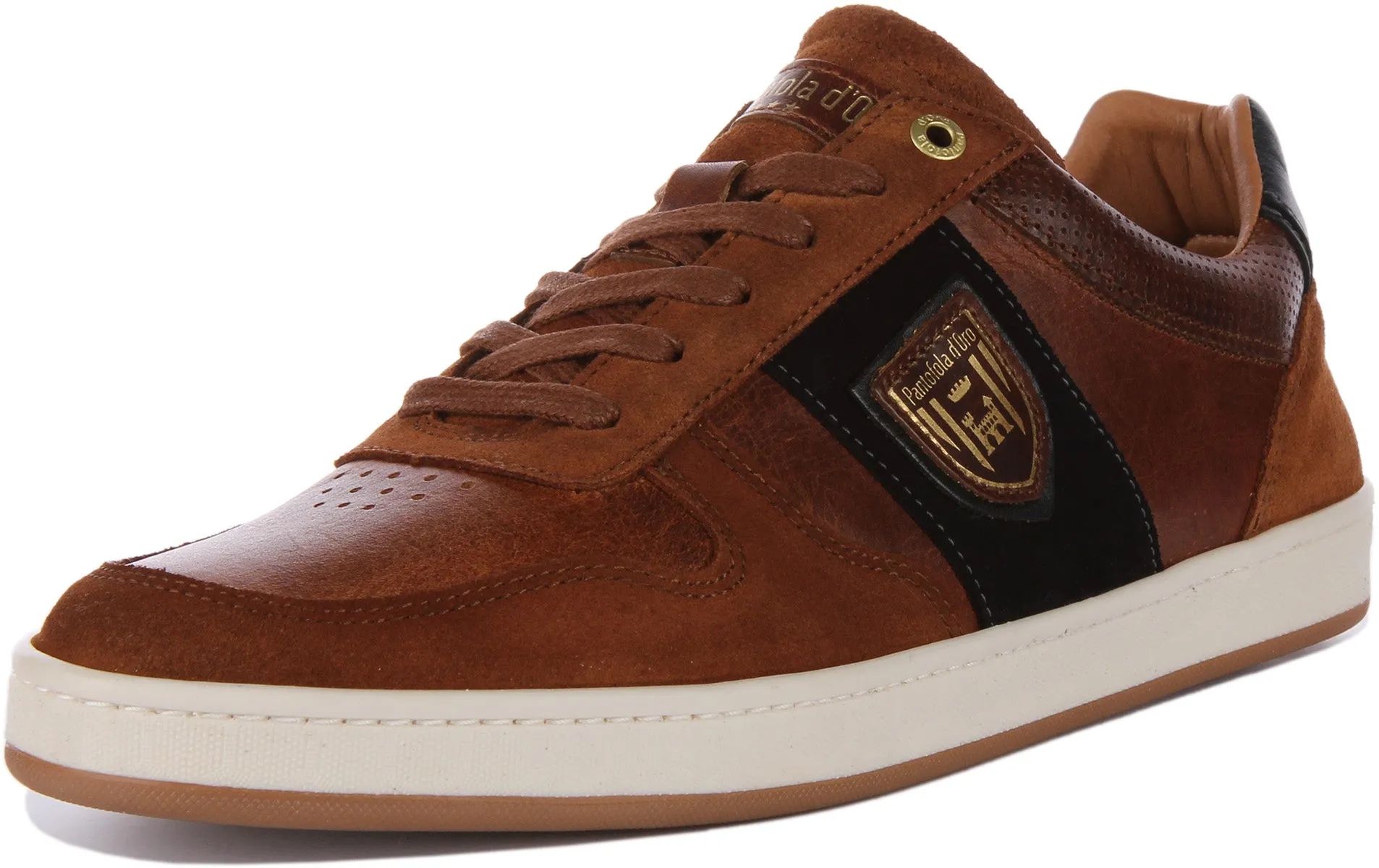 Pantofola D'Oro Palermo Uomo Low Zapatillas con cordones de ante y piel para hombre en blanco blanco