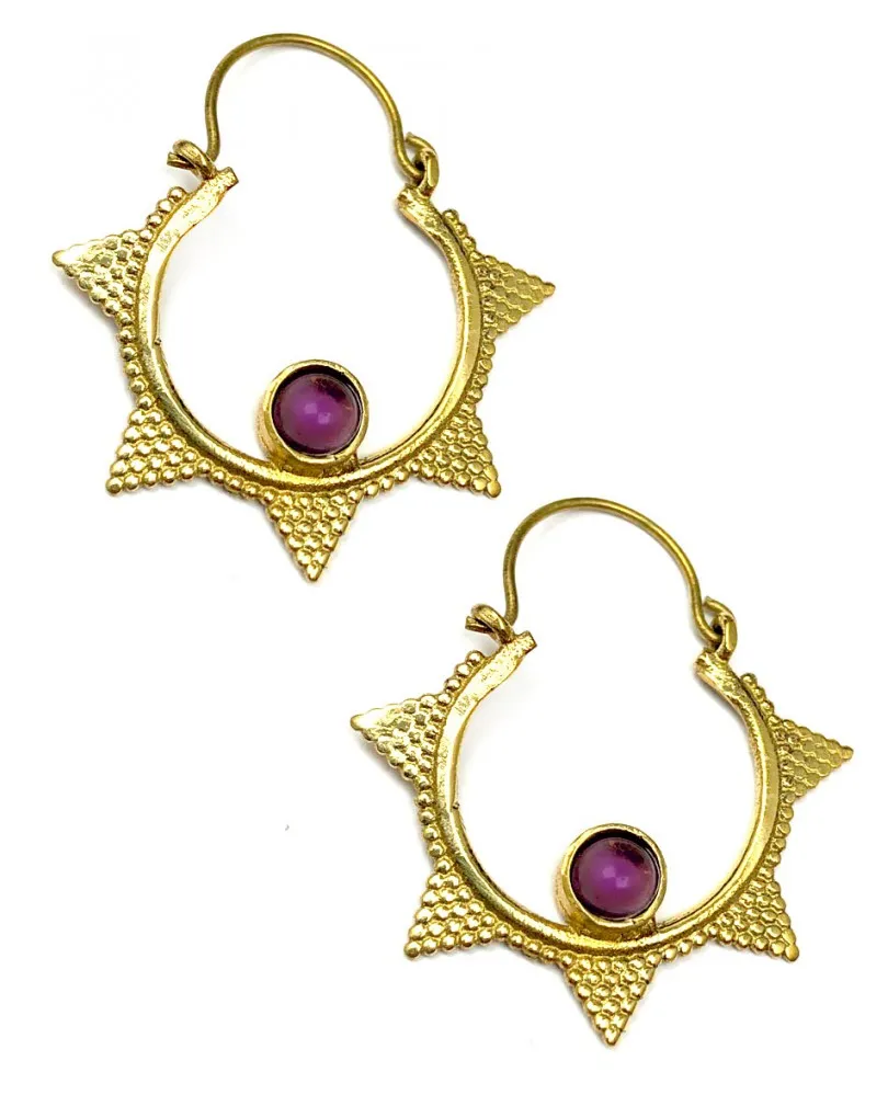 PENDIENTES DE AROS CON PIEDRAS NATURALES DE AMATISTA