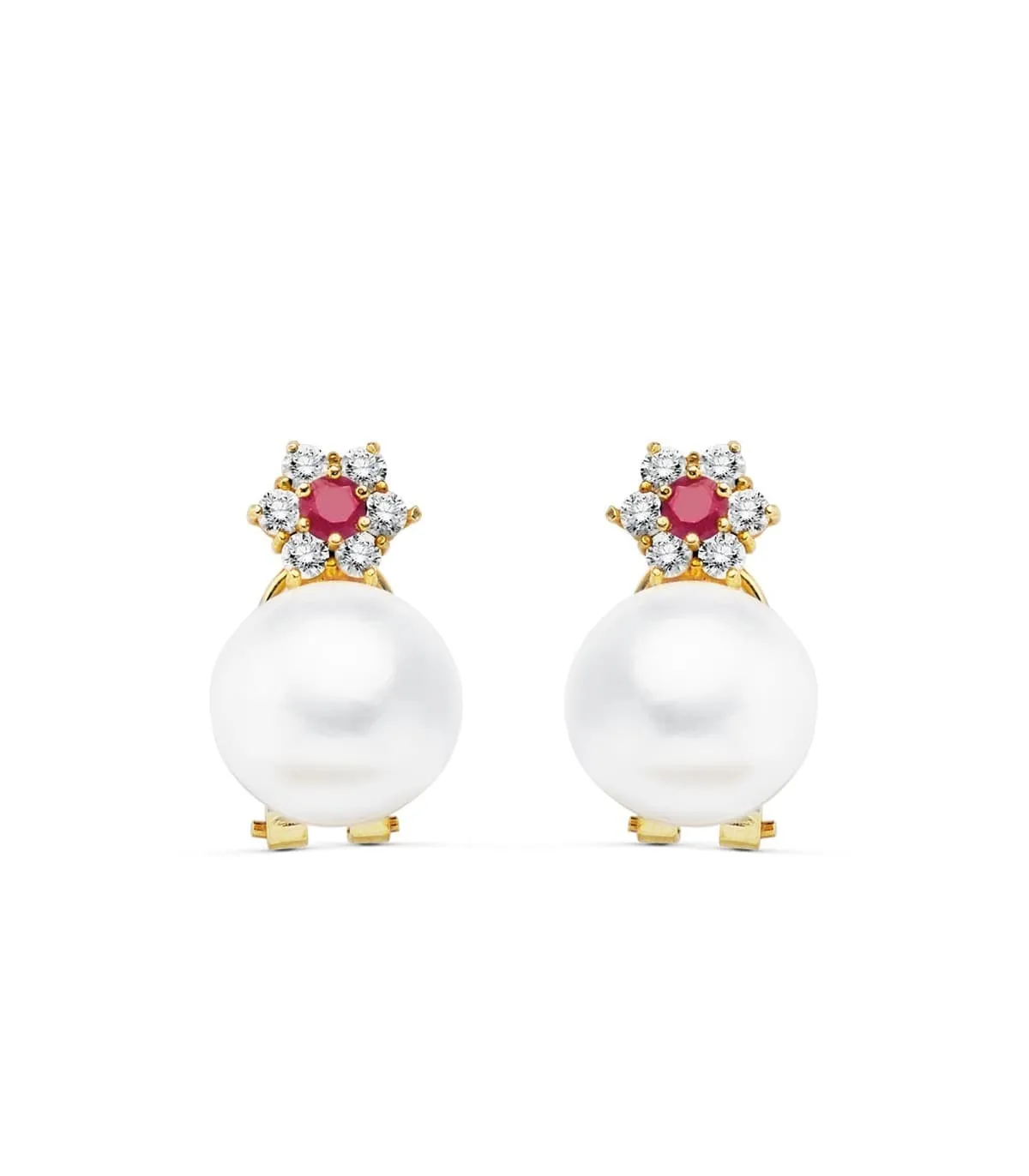 Pendientes de novia Duquesa de Vendôme Oro 18k Rubí y Perla Japonesa