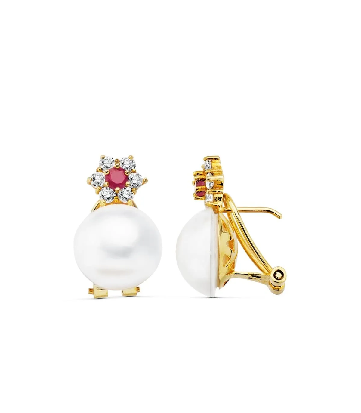 Pendientes de novia Duquesa de Vendôme Oro 18k Rubí y Perla Japonesa
