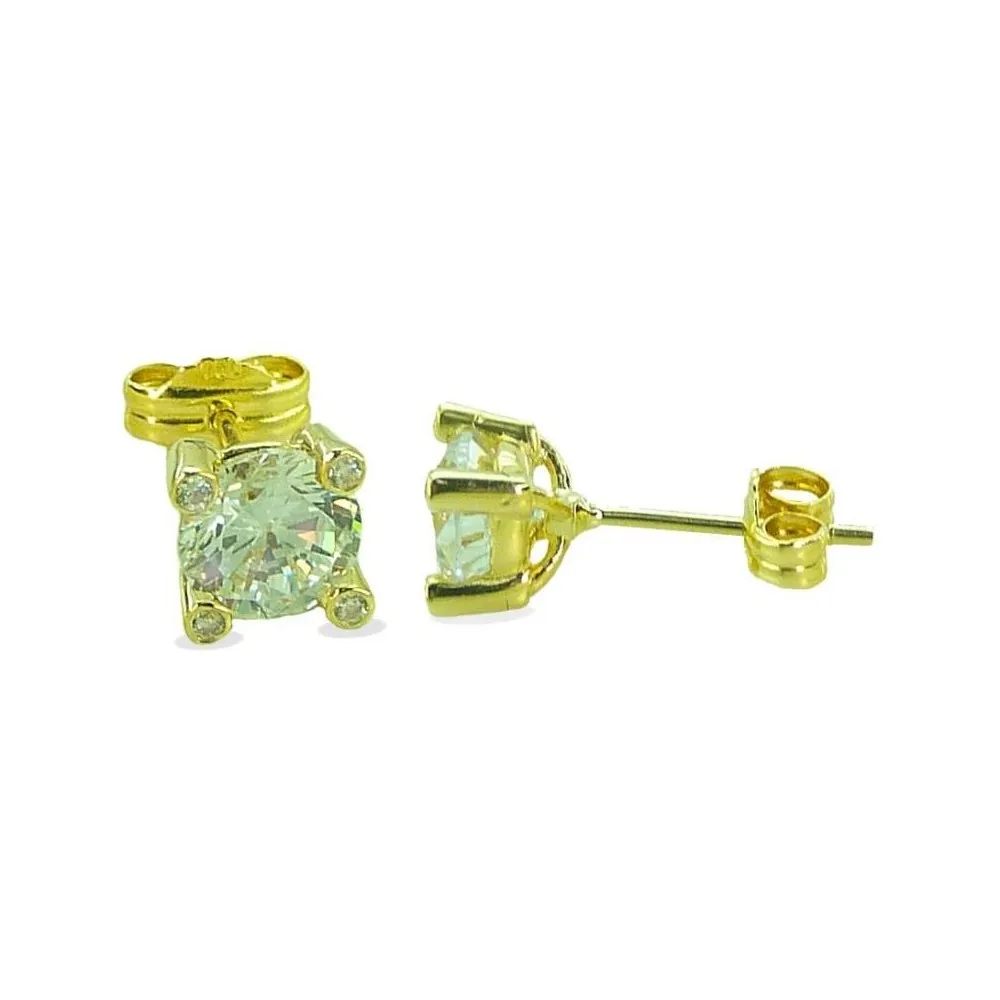 Pendientes de oro 18k con garras y circontias de 5mm y cierre de presión