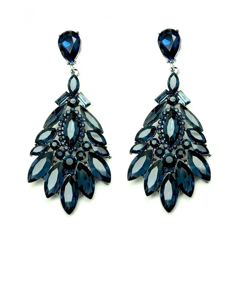 PENDIENTES MUJER LARGOS DE FIESTA AZUL MARINO SON IDEALES PARA LOOKS DE NOCHE SOFISTICADOS