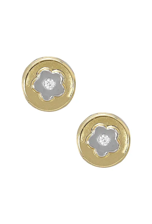 Pendientes para niña oro ley 18 kilates chatón bicolor 030_2764
