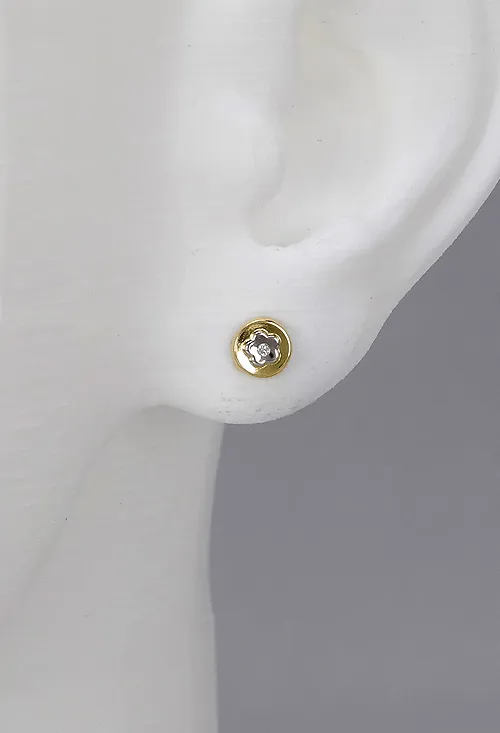 Pendientes para niña oro ley 18 kilates chatón bicolor 030_2764