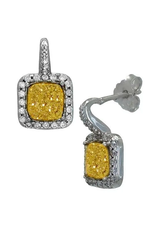 PENDIENTES PLATA Y áGATA DRUSA AMARILLA 248_04102