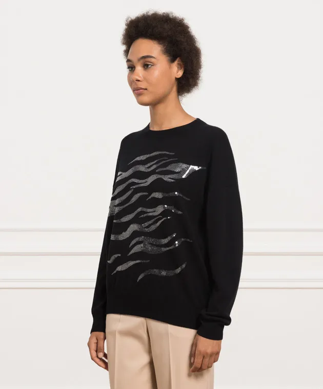 Peserico Black jumper with sequins
