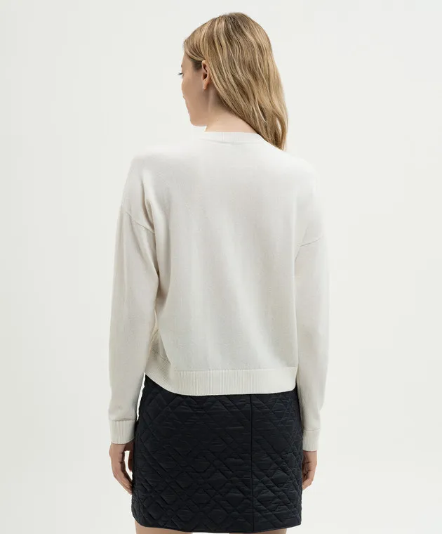 Peserico White wool, silk, cashmere sweater with monil chain