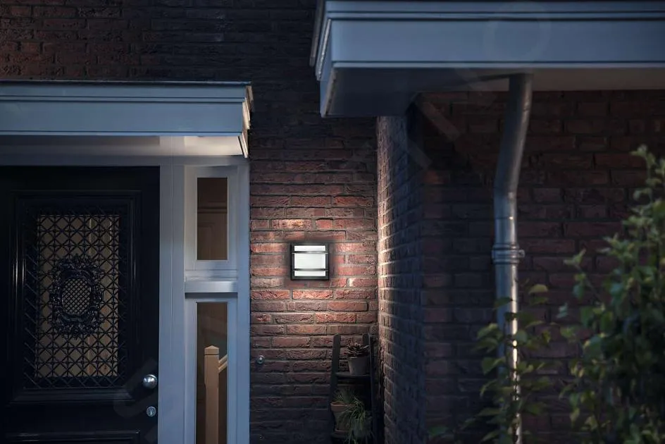 PHILIPS MYGARDEN  LUMINARIA LED DE PARED PARA EXTERIORES 19X19 CM, 2700 K, 12 W, ANTRACITA 915005554801