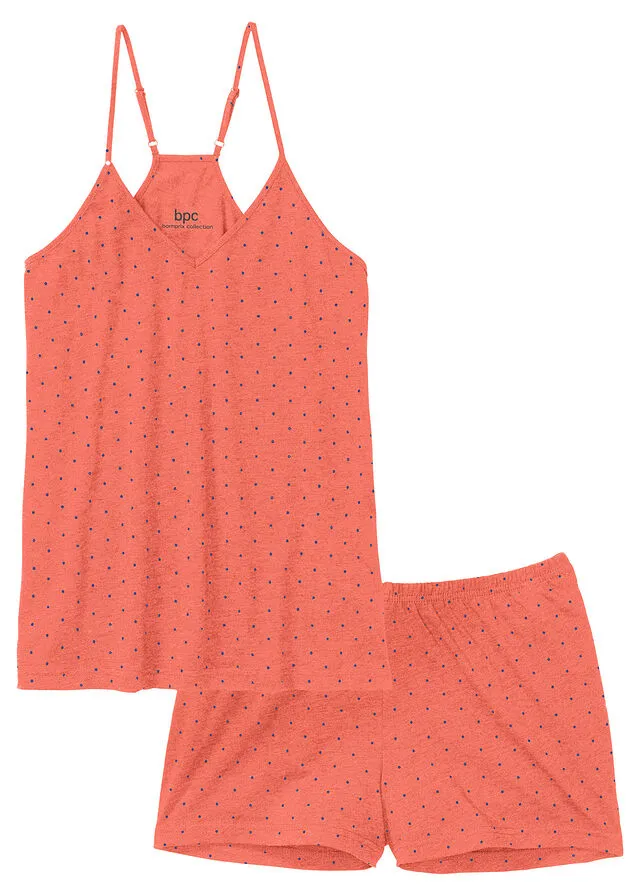 Pijama corto con tirantes finos Mandarina de lunares