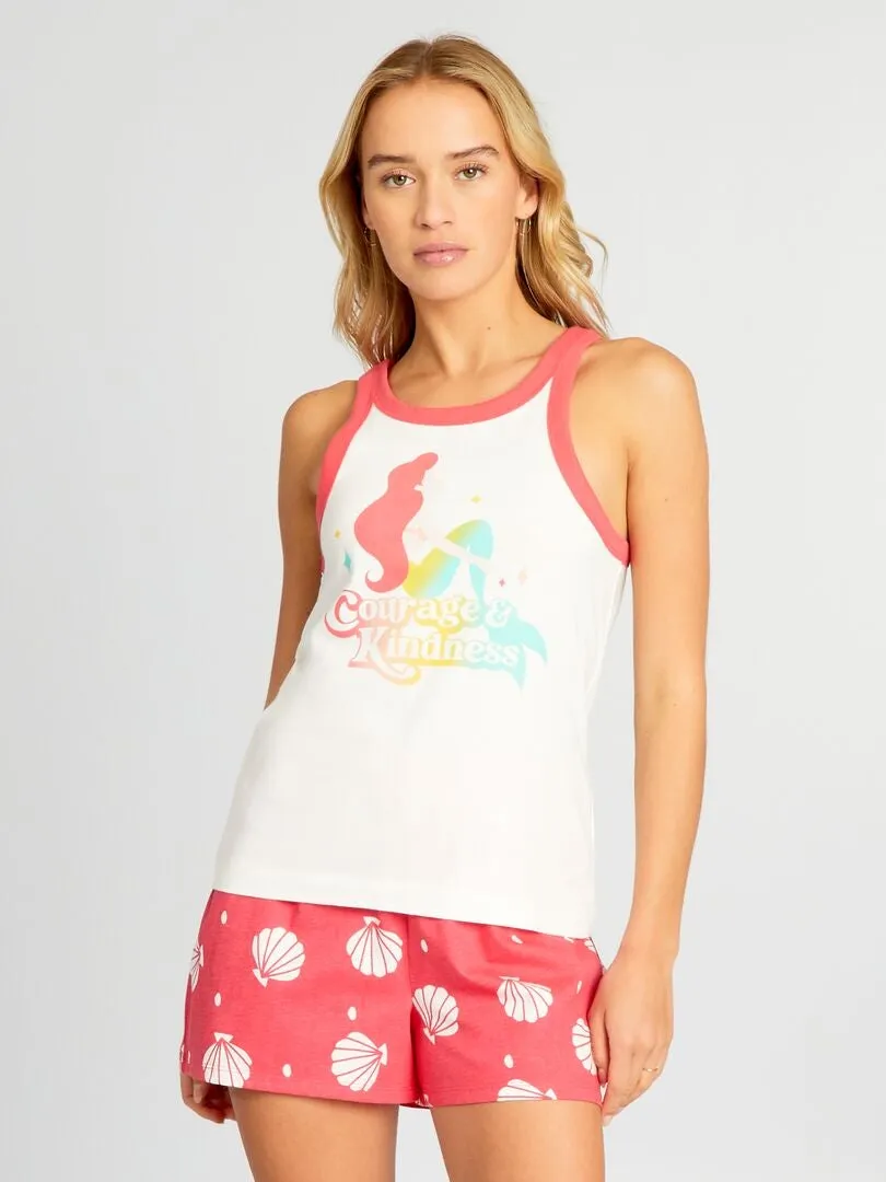 PIJAMA CORTO ESTAMPADO 'DISNEY PRINCESS'  2 PIEZAS  BLANCO