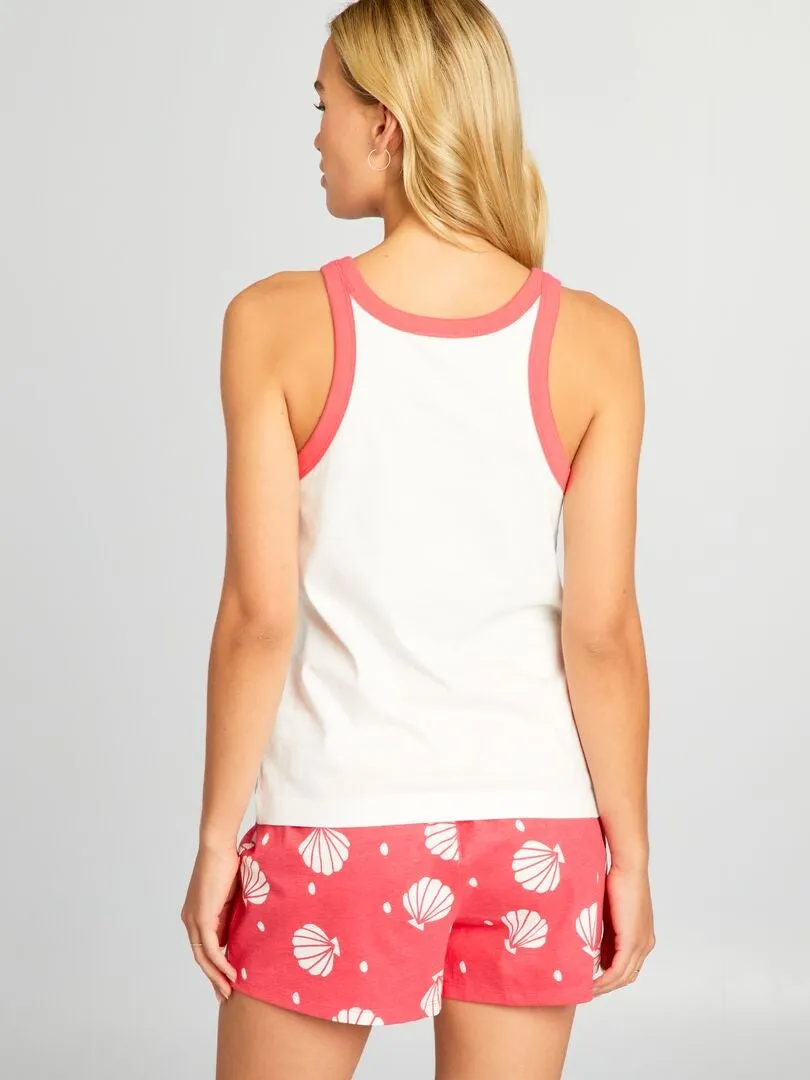 PIJAMA CORTO ESTAMPADO 'DISNEY PRINCESS'  2 PIEZAS  BLANCO