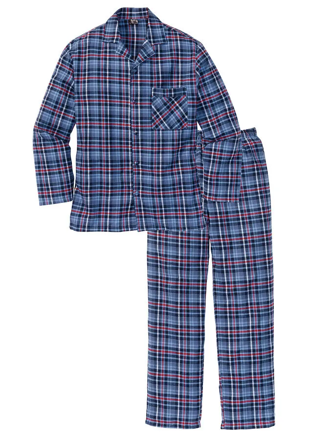 Pijama de franela a cuadros Azul de cuadros