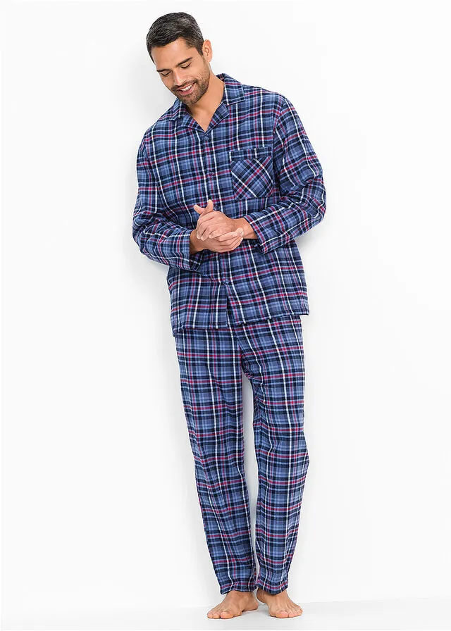Pijama de franela a cuadros Azul de cuadros