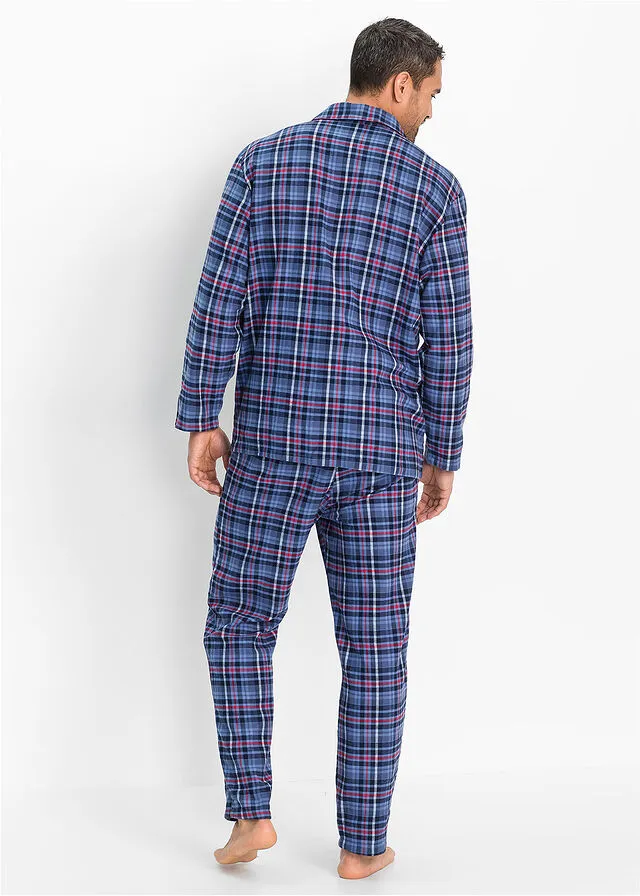 Pijama de franela a cuadros Azul de cuadros