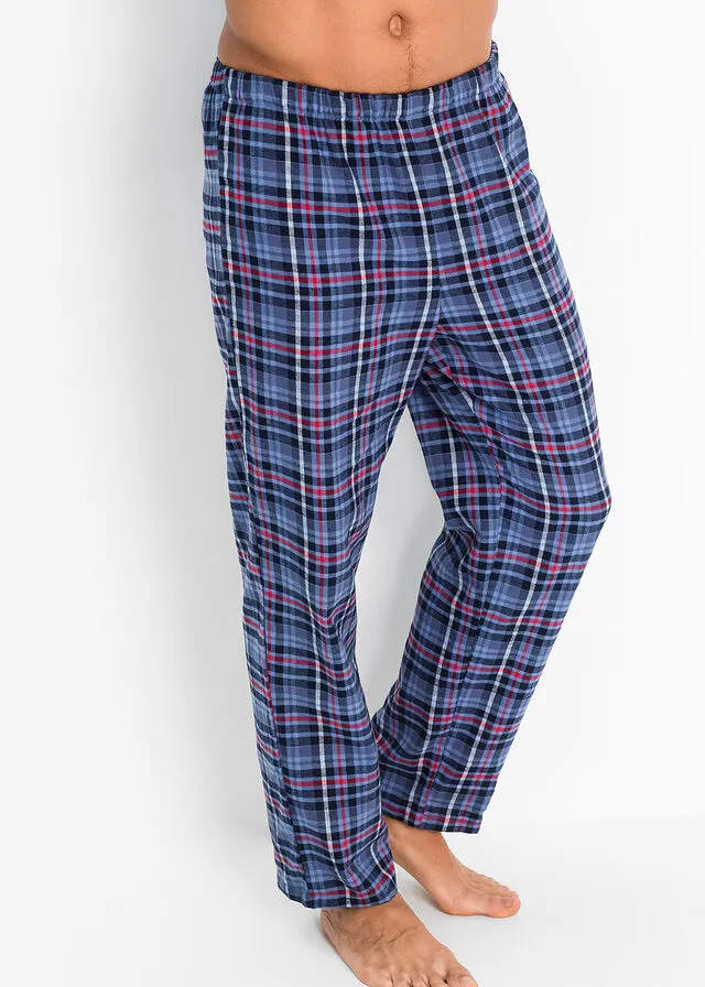 Pijama de franela a cuadros Azul de cuadros