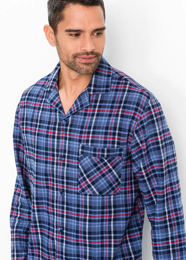 Pijama de franela a cuadros Azul de cuadros