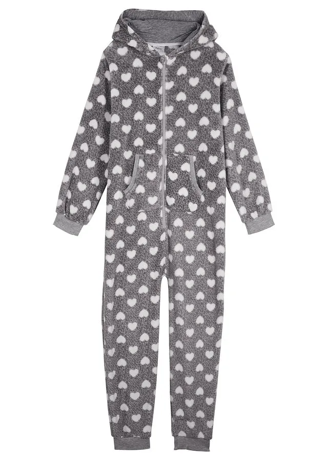 Pijama tipo mono Gris claro jaspeado estampado