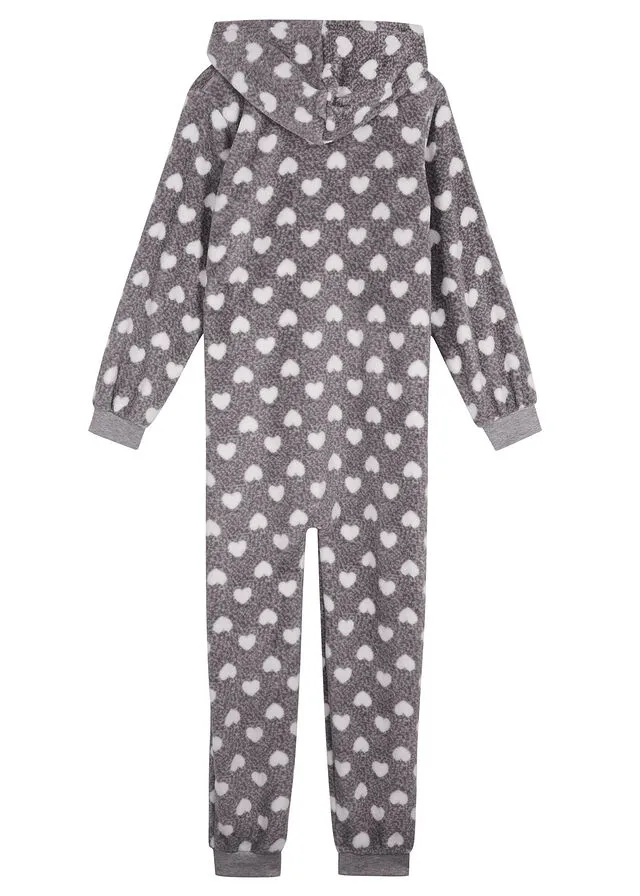 Pijama tipo mono Gris claro jaspeado estampado