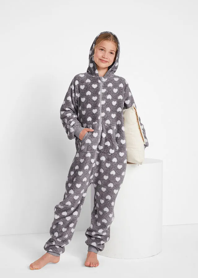 Pijama tipo mono Gris claro jaspeado estampado