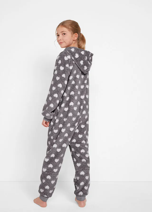 Pijama tipo mono Gris claro jaspeado estampado