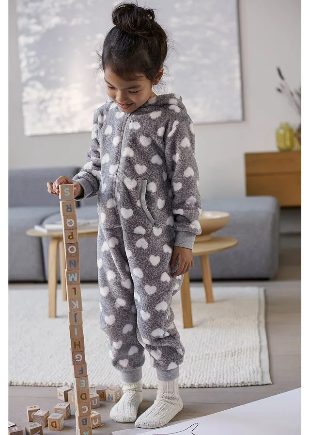 Pijama tipo mono Gris claro jaspeado estampado