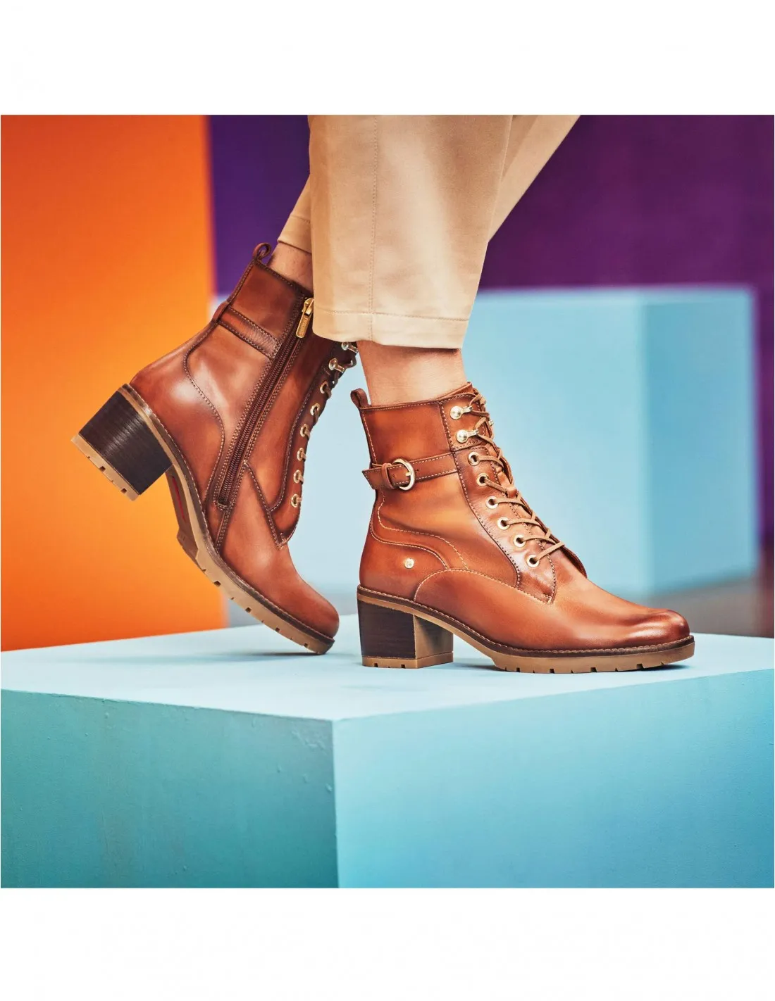 PIKOLINOS Botines Cordones Tacón Cuero
