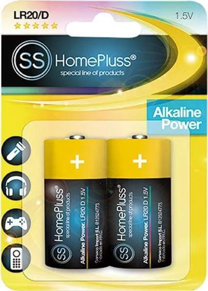 PILA ALKALINA HOMEPLUSS LR20 (D) BL(2)  PACK 6 UNIDADES
