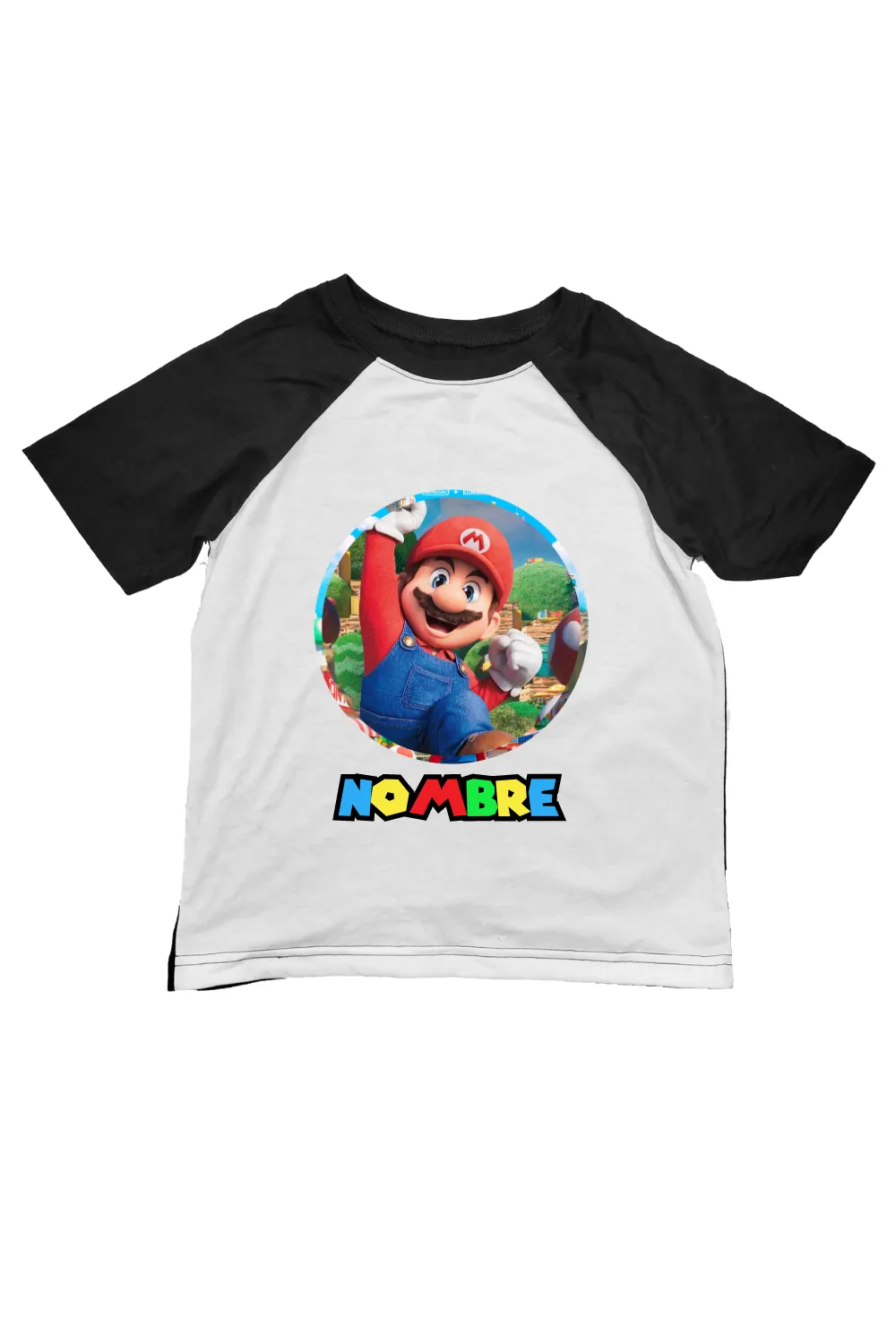 Playera Kids ranglan . Mario nombre personalizado