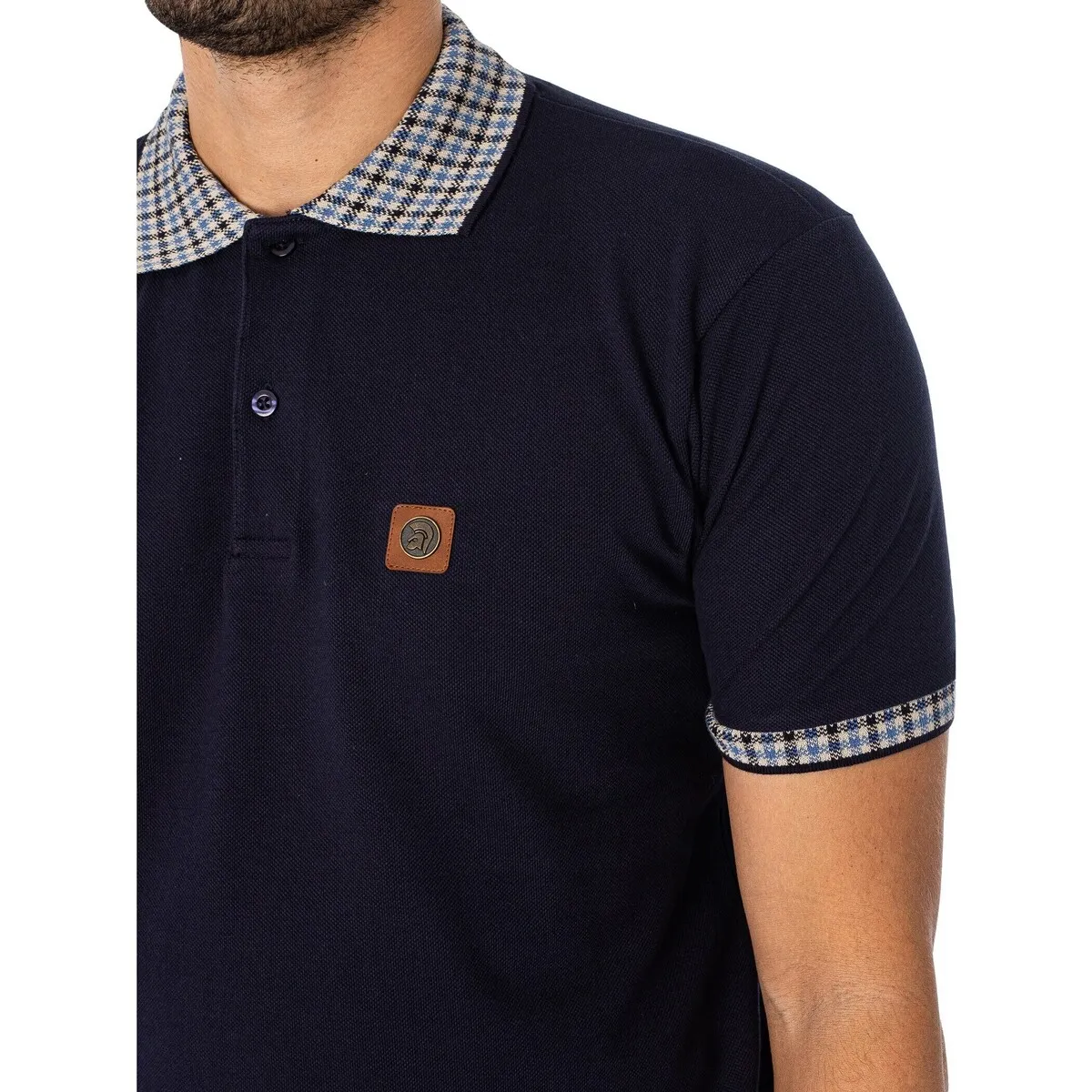 Polo De Piqué Con Ribete A Cuadros De Cuadros