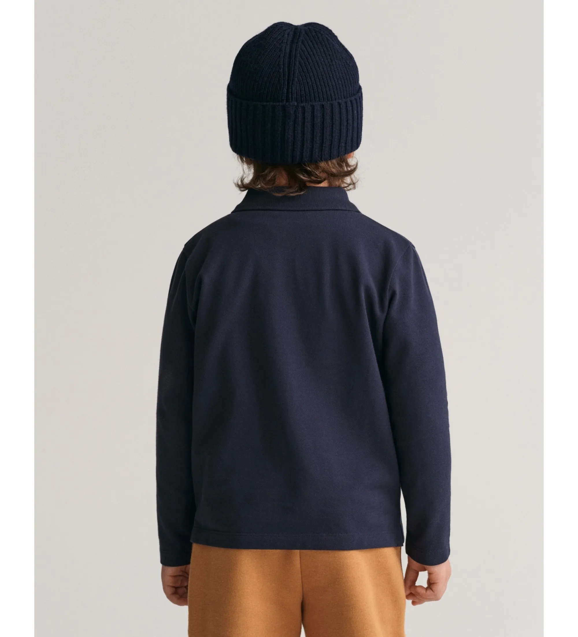 Polo de piqué de manga larga Shield Kids marino
